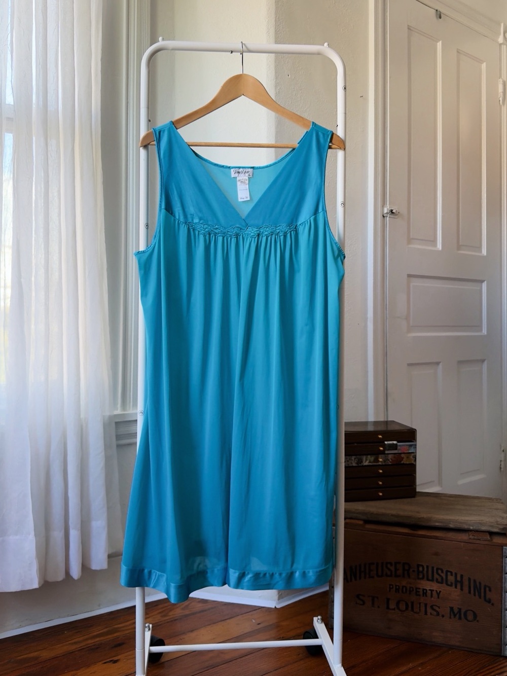 Vanity Fair Turquoise Sleeveless Slip Chemise